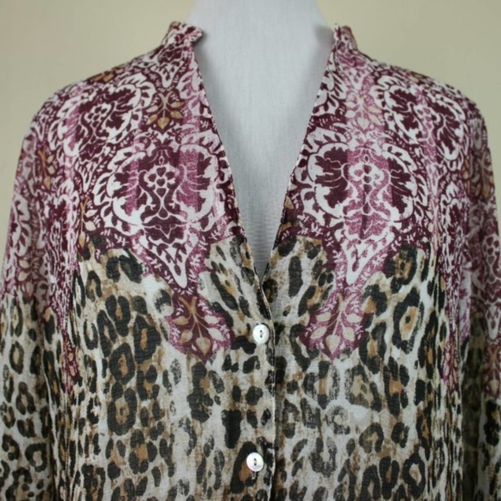 Alfred Dunner Leopard Print Button Up Long Sleeve - image 6